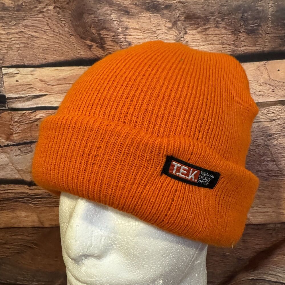 T.E.K. Thermal Energy Knives Hunter Orange Beanie Hat 100% Acrylic One Size